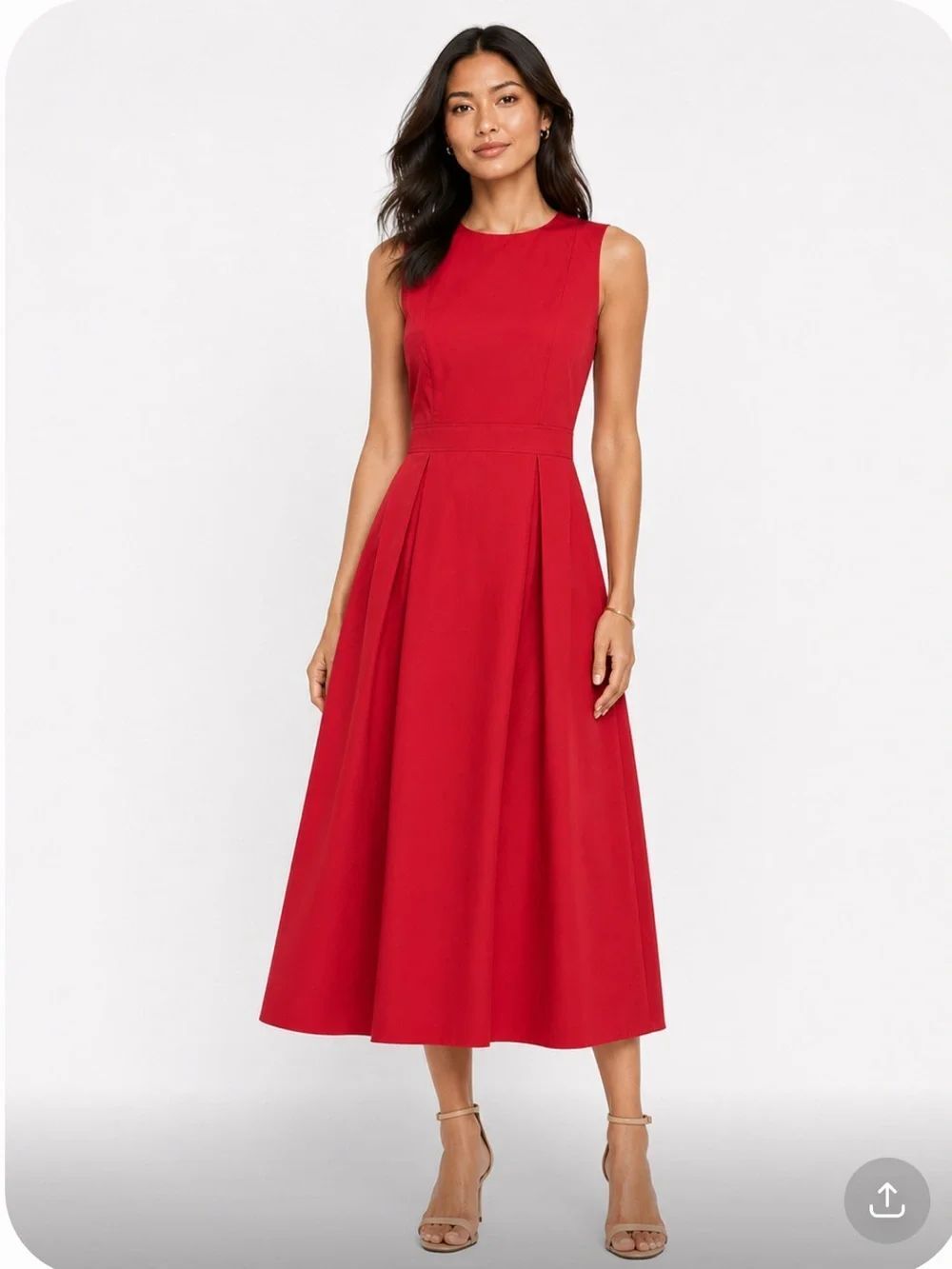 NWT THREE GRACES LONDON 100% Cotton Sleeveless Red Open-Back Midi Dress Size 12